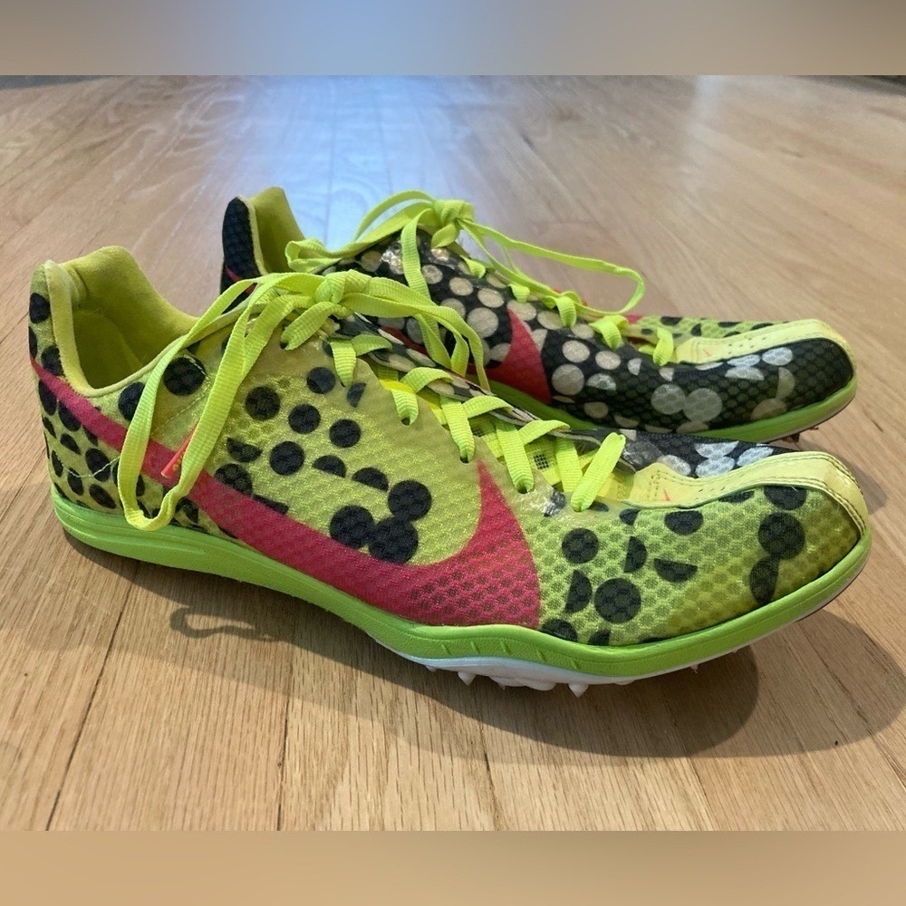 Nike Zoom Neon Highlighter Yellow Track Shoes w/Black and Pink Accents - Picture 14 of 16